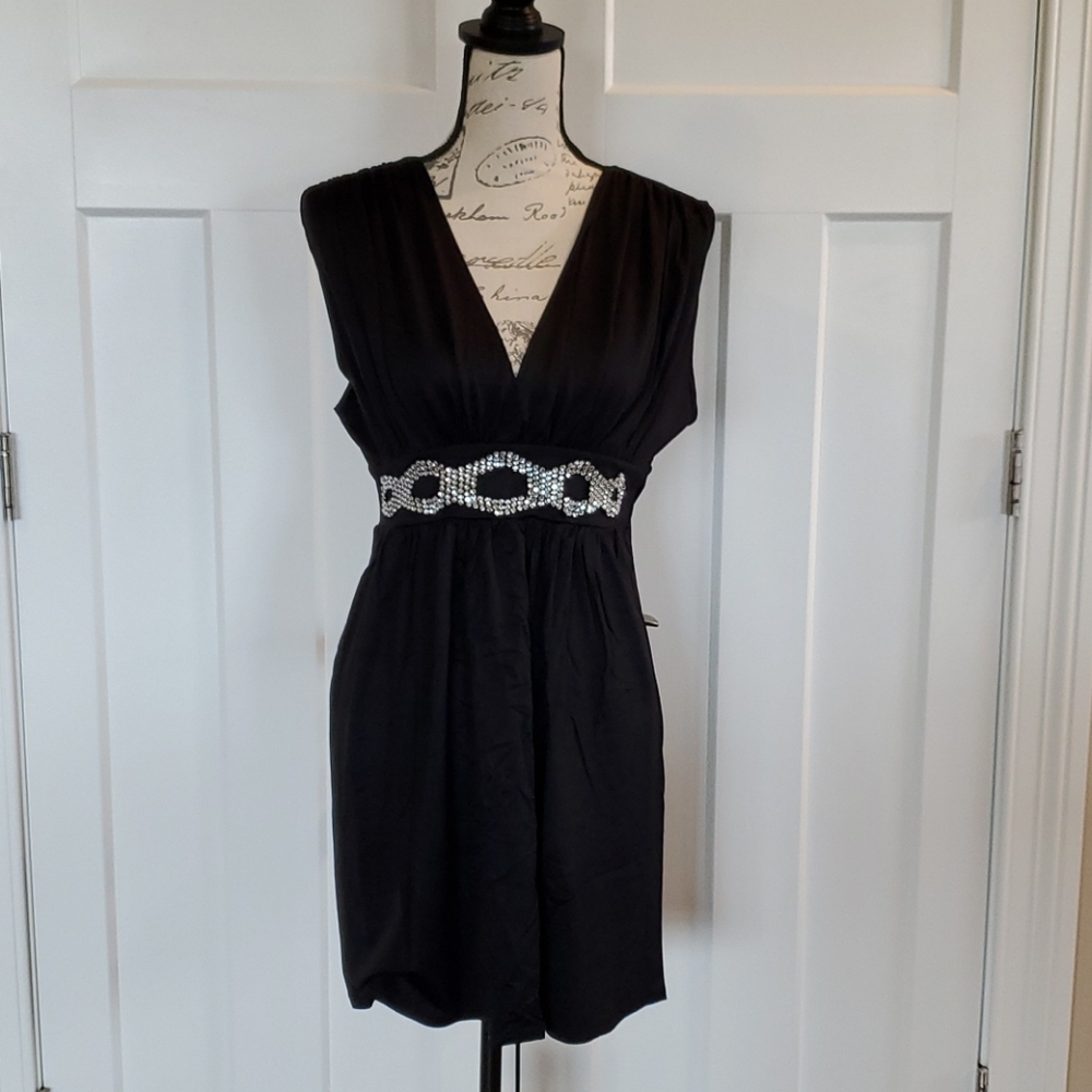 White House Black Market black dress jeweled waist